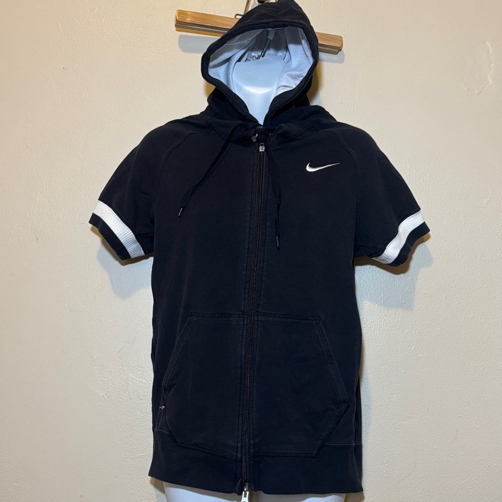 Nike Women's Black and White Hooded Jacket